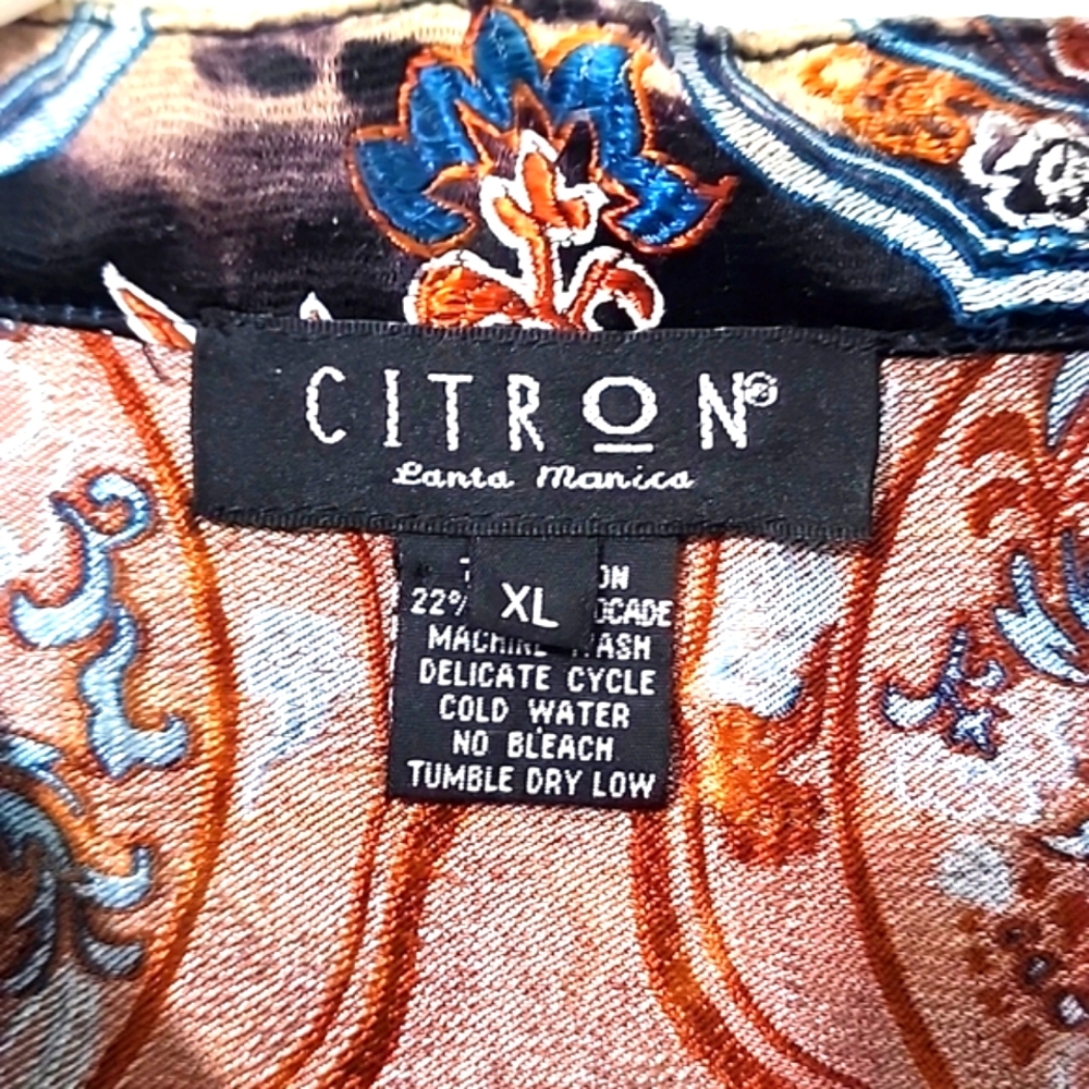 Citron Santa Monica Women's Silk Blend Brocade Hand Dyed Jacket.  Size XL - Picture 5 of 8